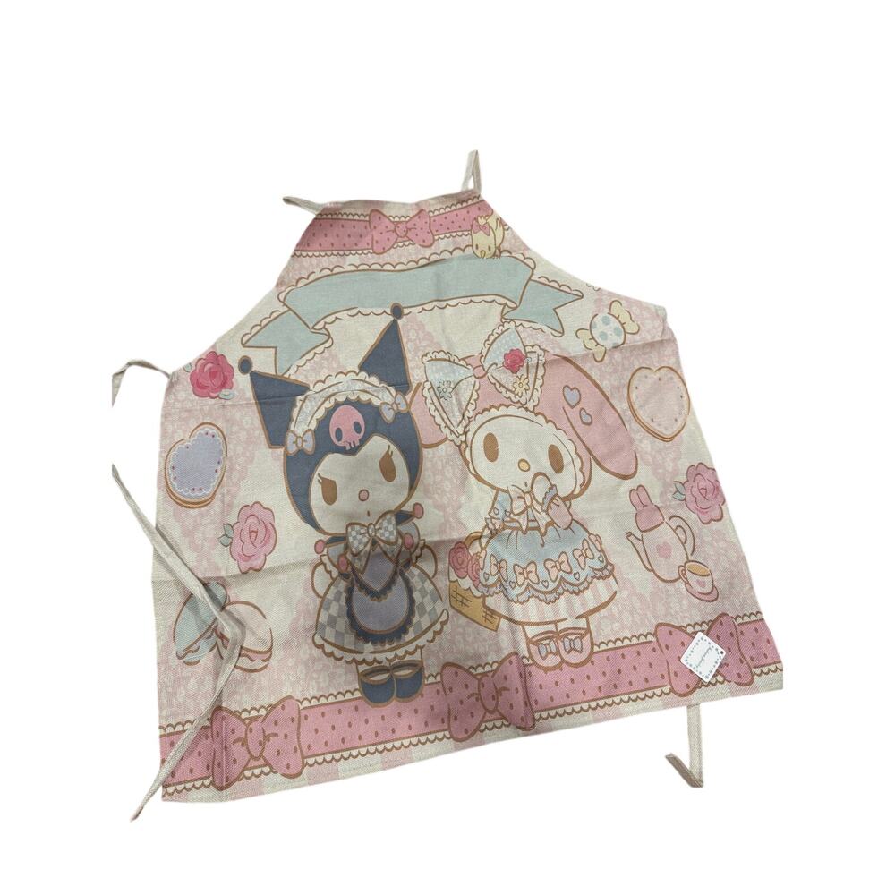 Sanrio My Melody and Kuromi apron with pink and white in Lolita dresses